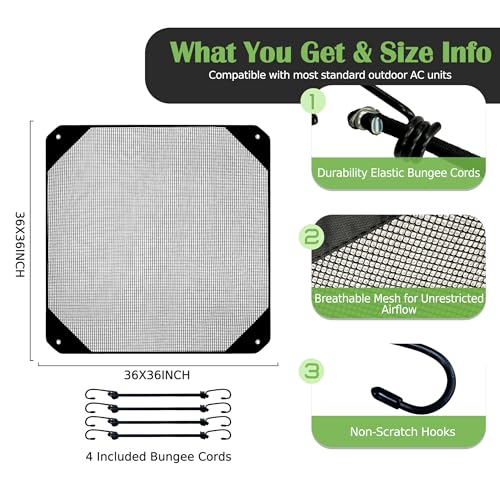 36"x36" Printspree Mesh Outdoor AC Unit Cover (Black) - image 2