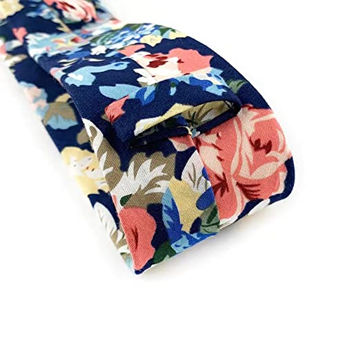 Image of Mantieqingway Men's Cotton Floral Neck Tie 2.56'' Printed Skinny Tie