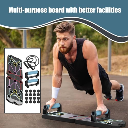 Tabla de flexiones multifuncional con agarres móviles para entrenamiento de pecho en casa 4