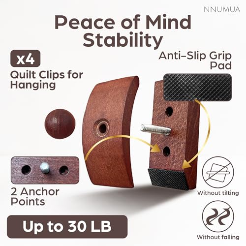Image of Quilt Hanger for Wall for Display Beech Wood - Adjustable Rug & Tapestry