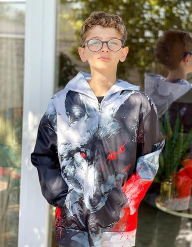 Idgreatim 6-14T Boys Zip Up Hoodies Kids 3D Graphic Hoody Sweatshirt Zipper Pullover with Pockets
