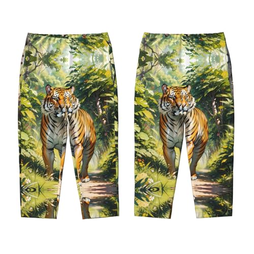 Pajama Pants Pajama Bottoms with Elastic Waistband Sleepwear Lounge Pants, Tiger Walking Jungle3