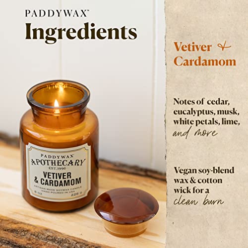 Paddywax Candles Apg801 Apothecary Collection Soy Wax Blend Candle In Glass Jar, Medium, 8 Ounce, Vetiver And Cardamom #TOP1