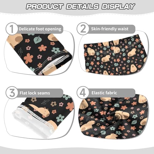 Girls Leggings Soft Toddler Ankle Length Bottoms Capybara Flowers Kids Dance Yoga Pants 4-10 Years3