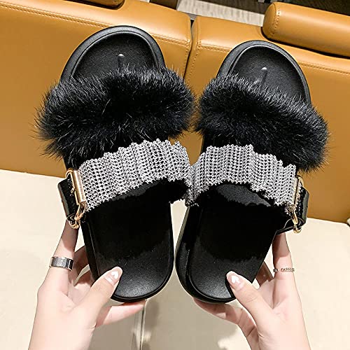 Meet Mia Slippers for Women,Nouveau Pantoufles de cheveux en un mot Femme Femelle Fashion Etudiants Ã‰tudiants Coton plat Dragon-gris_39