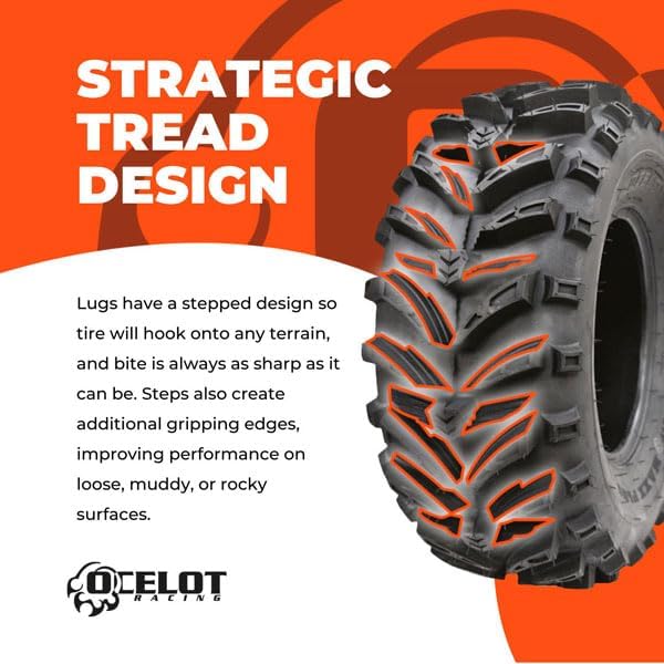Ocelot Maxx Plus 24x10x11 ATV/UTV Tire – 6-Ply Off-Road Tire for Mud, Sand, Snow & Trails, Aggressive Tread with Siped Lugs, Self-Cleaning Design, Durable All-Terrain Performance, Inspired by AMS