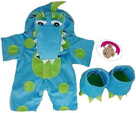 Build Your Bears WardrobeTeddy Bear Clothes Dragon Outfit + Slippers fits Build a Bear Teddy's (Blue)