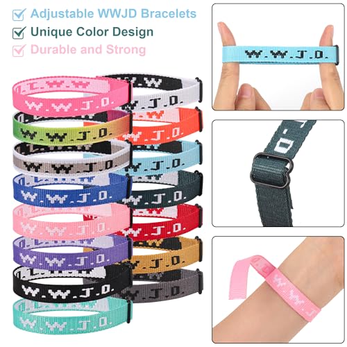 15PCS WWJD Bracelet Pack for Women Men, Christian Jesus Bracelet Gifts, Adjustable What Would Jesus Do Wristbands2
