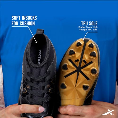 Image of Vector X Men's Blaze Series Football Shoes with TPU /Synthetic Leather Upper|Comfortable Soccer Sports Shoe |Footwear Studs for Adult, Men & Boys | Walking |Lace-Up