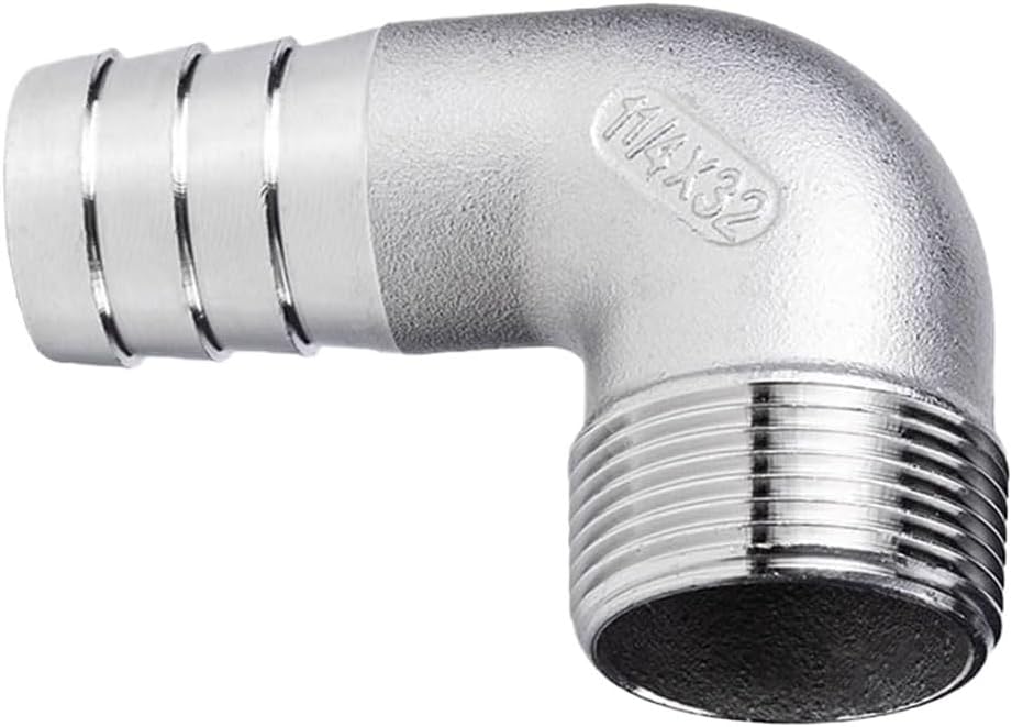 Elbow Fitting 304 Stainless Steel Pipe Joint Barb Connector 90 Degree Stainless Steel Fitting 1pcs 90°Elbow,Hose Barb X 3/4" 1" 1-1/2" 1-1/4" 2" Male 304 Stainless Steel 90 Degree Elbow Pipe Fitting
