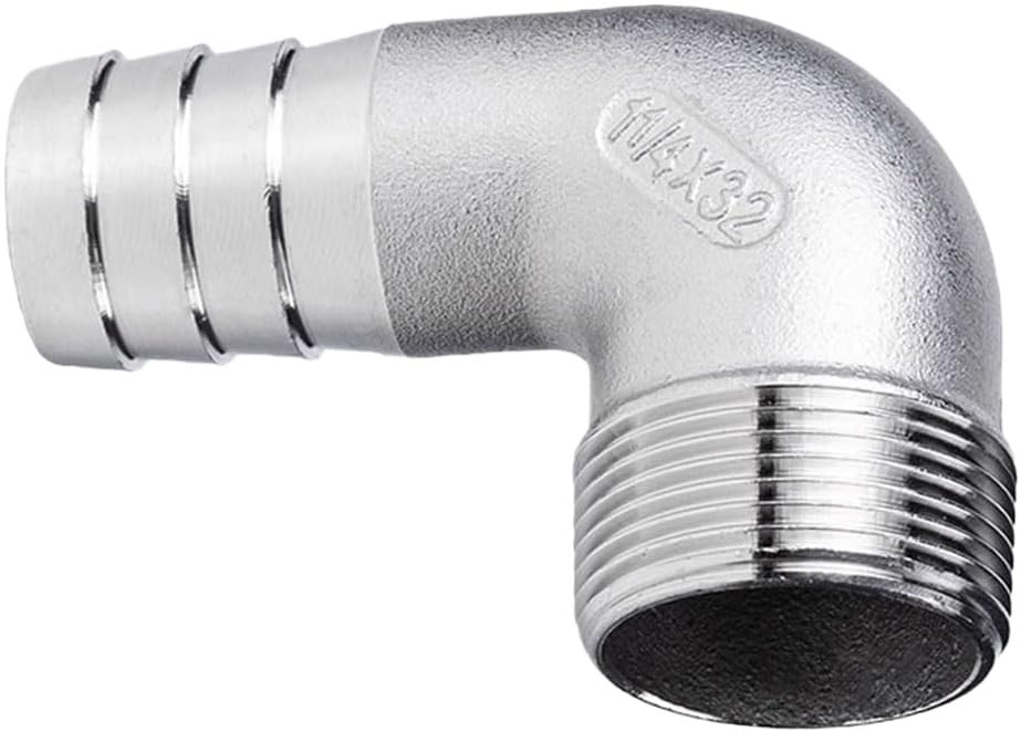 Raccord cannelé à 90 degrés en inox coude tuyau 1.9cm à 5.1cm mâle