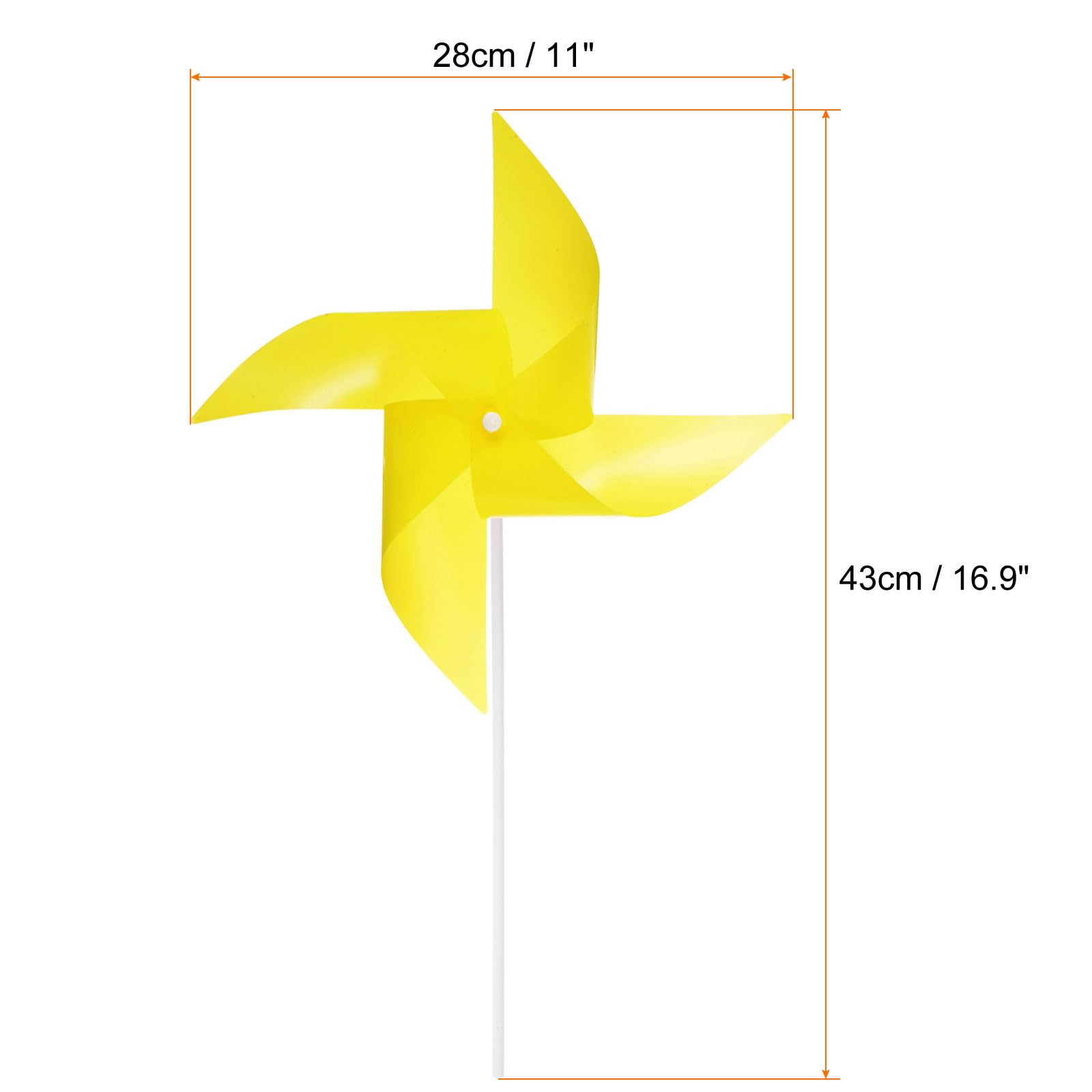 sourcing map 25 mulini a vento per cortile giardino 43,2 x 27,9 cm 4 foglie girandole mulini a vento filatori antivento impermeabili dispositivi per uccelli con paletti per decorazione patio, giallo