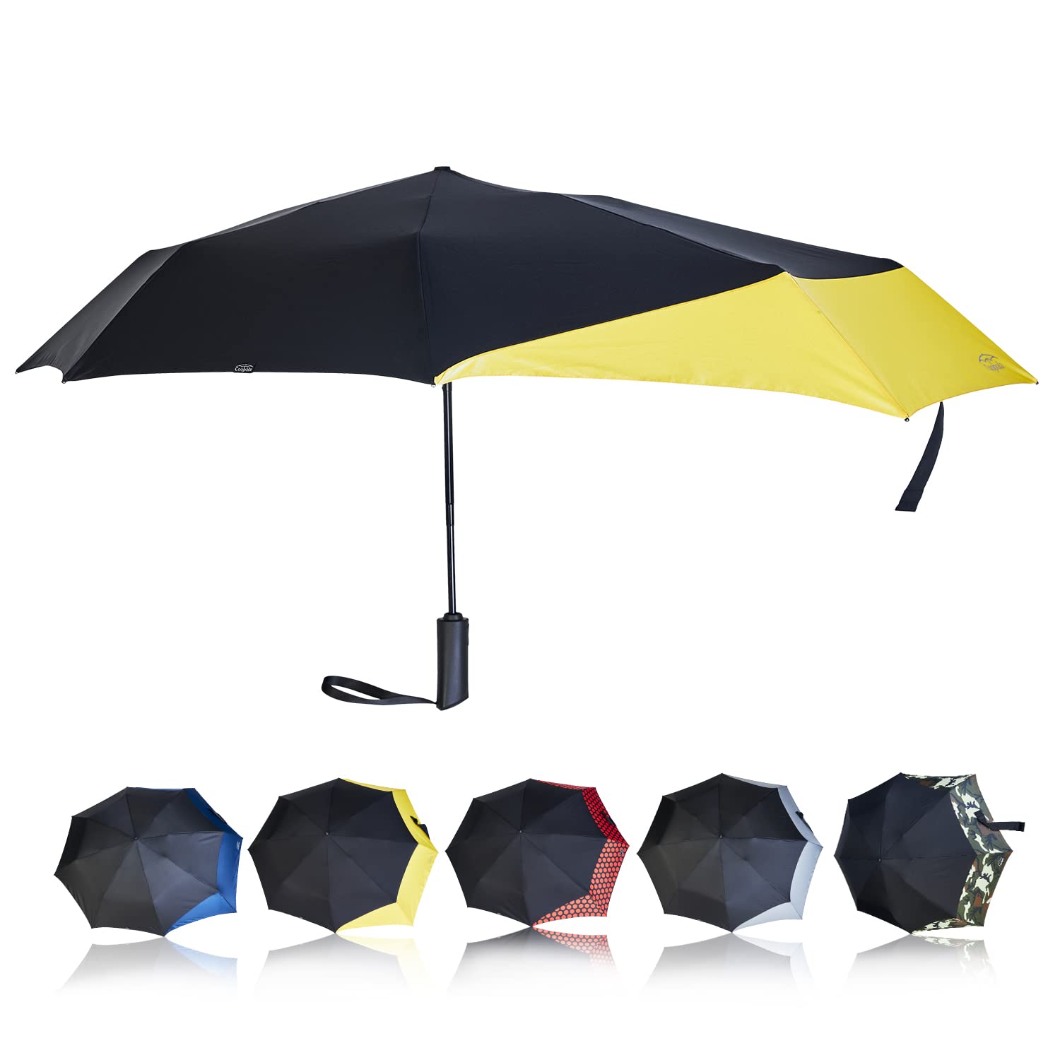 CoopolaAmplify Tail Umbrella - 49-Inch Arc Large Umbrella, Auto Open and Close Button UV Umbrella with UPF 50+ Fabric, 0.92 lbs Lightweight Folding Umbrella, Compact Umbrella with Extended Frame