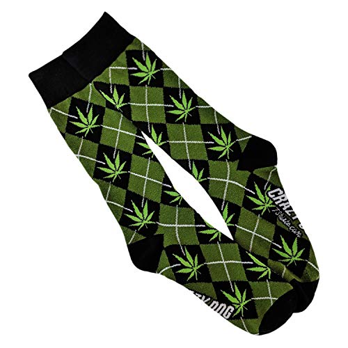 Crazy Dog T-Shirts Mens Marijuana Pot Leaf Socks Funny Graphic Weed Argyle Pattern Sarcastic Adult Humor Novelty Socks - Image 3