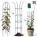 DEVISEFUN 100% Metal Trellis for Climbing Plants Outdoor 6.6ft 1PK,Garden Obelisk Trellis for Potted Plants Indoor with Ties and Butterflies,Plant Support for Clematis Tomato Cucumber Ivy Rose