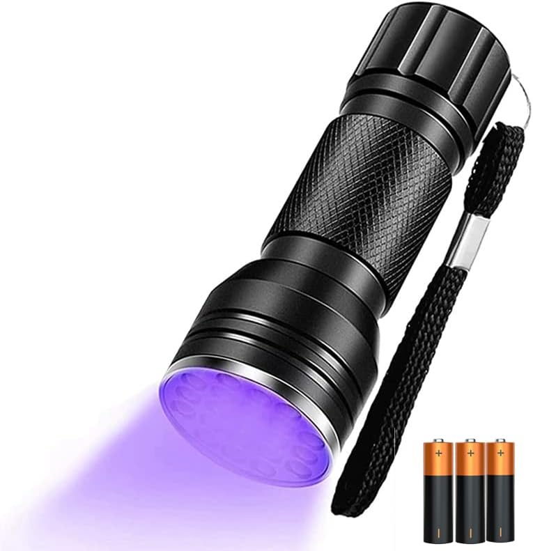 - NEXT GEEK 395-400nm 21 LED UV Light Torch Flashlight Waterproof with 3xAAA Battery (Metal)