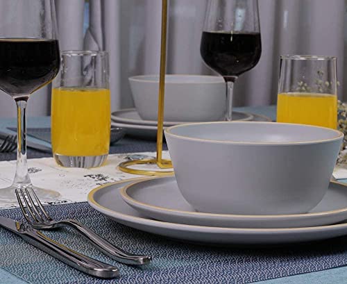 Gufaith Melamine Dinnerware Sets For 4, Plates And Bowls Sets 12 Piece, Plate Set, Dish Set For 4, Unbreakable Dinnerware Set, Bpa Free, Suitable Indoors And Outdoors (Light Grey) #TOP4