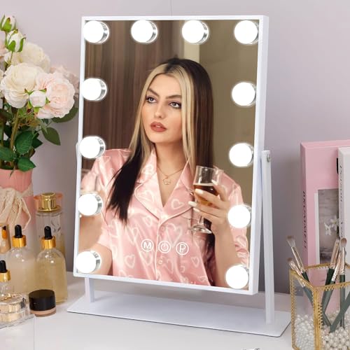 Makeup Vanity Mirror with Lights and 10X Magnification (White)