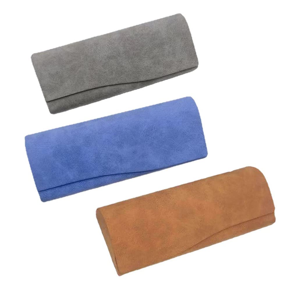 Zillary 3 Piezas Estuche de Anteojos, Estuche Portátil para Gafas, Estuche de Anteojos, Cuero Rígido Estuche de Anteojos, Cierre Magnético, para Mujeres, Hombres, Anteojos de Sol (Marrón, Azul, Gris)