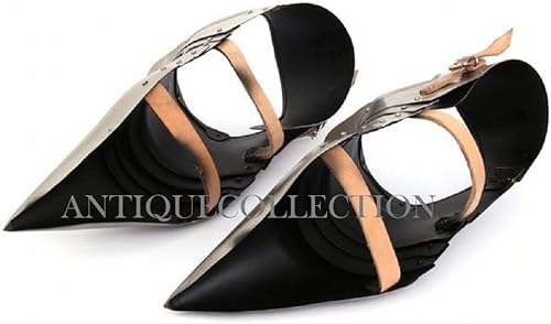 Vista 5 de Par de zapatos de armadura Caballero medieval Armadura de acero Sabaton, plateado