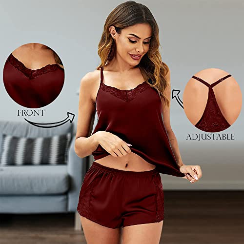 BROIDEN Womens Sexy Lingerie Silk Pajamas Cami Shorts Set Lace Nightwear Sleepwear Babydoll - Image 5