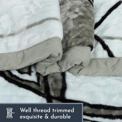 Image of Signature Aadhira Luxuriously Super Soft Double Ply Faux Mink Blanket - Heavyweight 4.5kg for Ultimate Winter Warmth 220x240CM 4.5Kg (Zen Pattern)