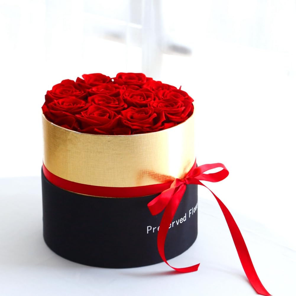 Romantico una Rosa in Scatola Regali Moglie Rosa Reale Set Regalo di Fiori Preservati Decorazione della Casa Giorno di San Nozze-A