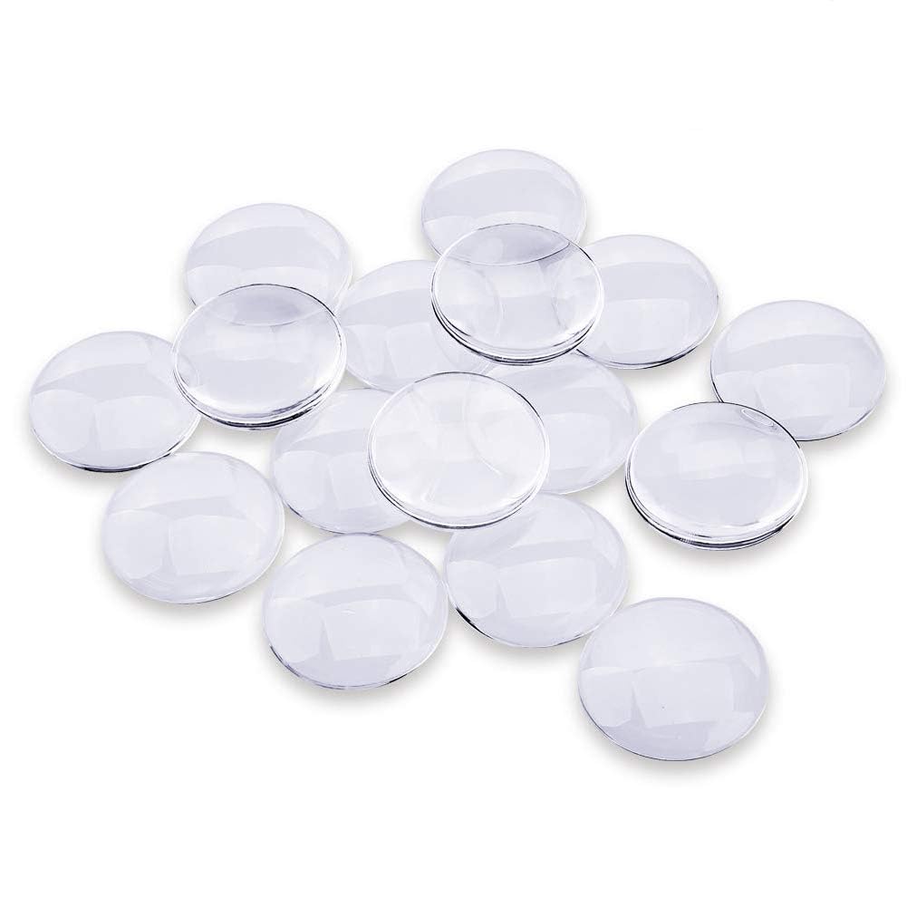 20PCS Transparent Glass Cabochons, Clear Glass Dome Tile Cabochon Half Round Flat Clear 1.57 Inch Non-calibrated Round for Photo Pendant Making DIY Decor Souvenir Gift