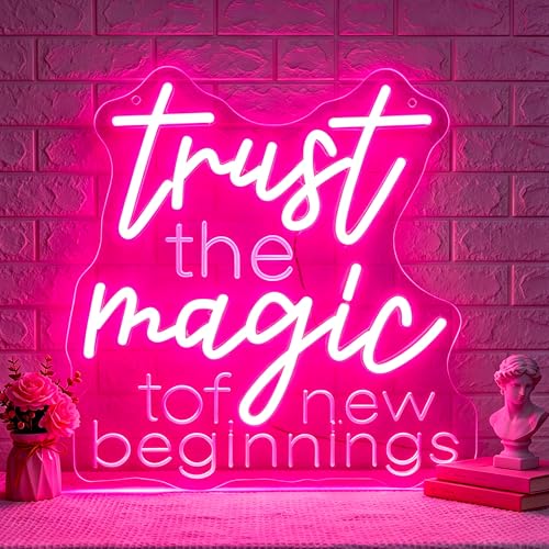 Image of Trust the Magic of New Beginnings Neon Sign Led Neon Lights Neon Signs for Wall Decor Light Up Sign for Birthday Party Club Gift