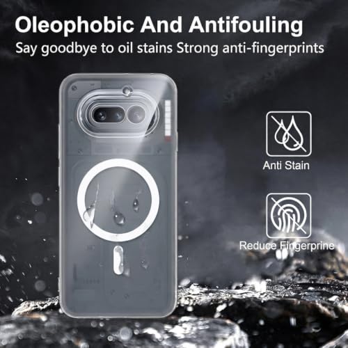 Image of DIZORO Matte Case for Nothing 4A Compatible with MagSafe, Camera Lens Full Protection, Shockproof Translucent Frosted TPU Soft Phone Cover, Anti-Fingerprint (White)
