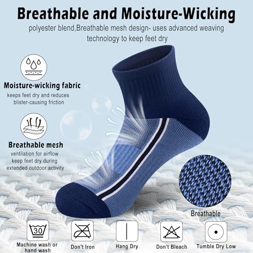 Image of Gonii Mens Athletic Ankle Socks 5-Pairs | Running,Hiking,Sports,Workout,Gym,Golf,Blister Defense,Cushioned,Arch Support,Compression,Comfortable,Quarter