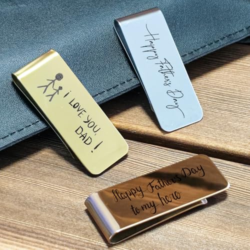 Personalized Engraved Money Clip for Men - Custom Stainless Steel Gift for Him, Dad, Grandpa - Engrave Handwriting/Kids Drawings - Mens Wallet with Money Clip - Father’s Day, Birthday Gift2