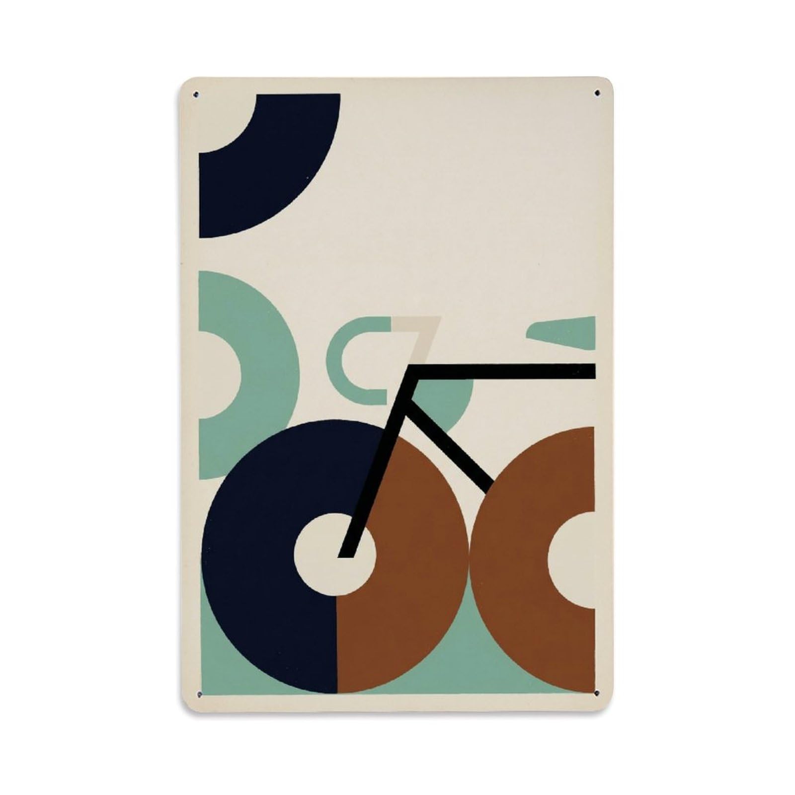 Cyclist Side Angle Abstract Bicycle Modernist Geometry Metal Tin Sign Plaque Wall Decor for Cafe, Man Cave, Club Bar, Office, Home Garden Round Metal Poster 8x12Inch