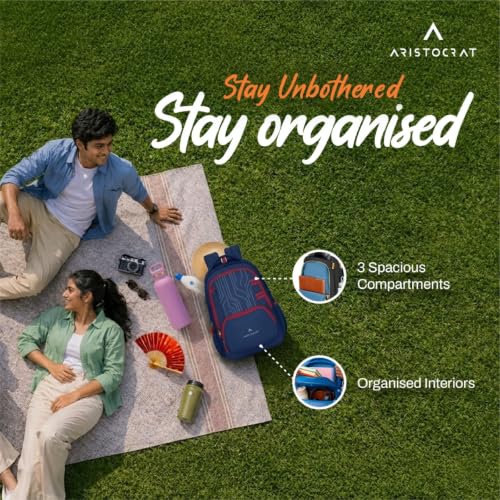 Image of Aristocrat Circuit Casual Backpack 40L | 3 Compartments with Quick-Access Front Pocket | Padded Shoulder Straps & Side Bottle Holders | Office & Travel Backpack for Men & Women