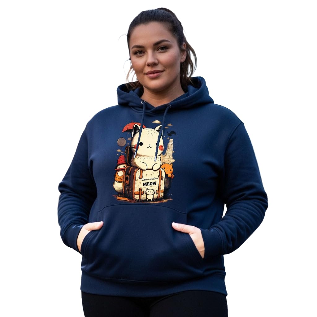 Women's Cotton Fleece Navy Full Sleeve Graphic Printed Plus Size Hooded Sweatshirt | 2XL, 3XL, 4XL, 5XL Hoodies for Womens Winter Wear | 758-image-48