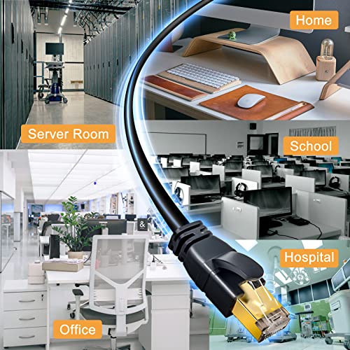 Veecoh Cat 8 Ethernet Cable 30Ft/10M, Cat8 Cable 40Gbps 2000Mhz Ultra High Speed Internet Cable 26Awg Sftp Shielded Network Lan Patch Cord With Gold Plated Rj45 For Gaming Router Modem Switch Pc #TOP6