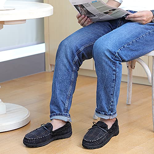 Bigwow Men's Moccasin Slippers Comfy House Slipper with Memory Foam Fleece Slip On Non-Slip Indoor Outdoor Shoes for Men2