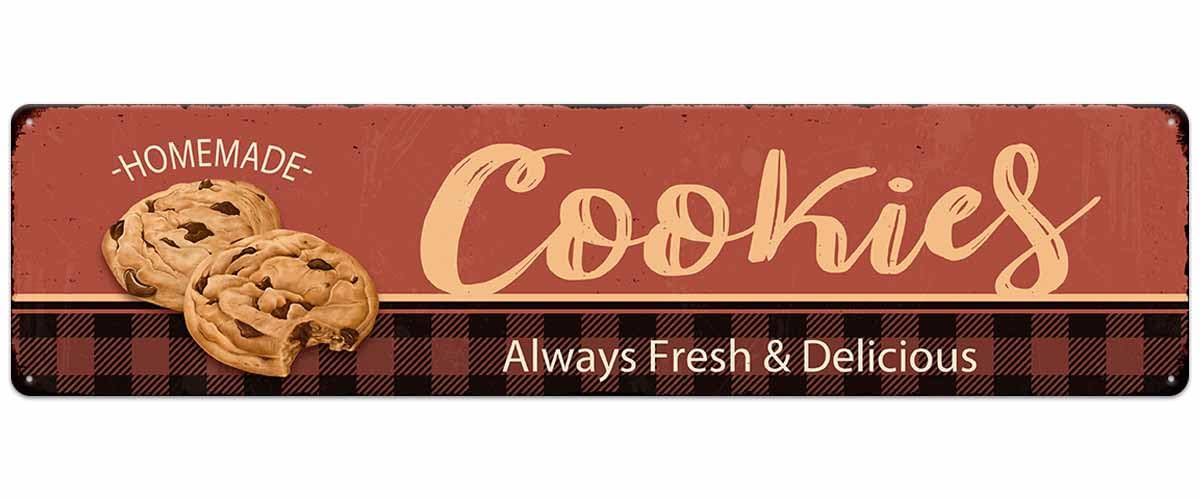 Cookies Homemade Always Fresh Delicious Christmas Metal Sign Vintage Print Art Poster Tin Hanging Plaque for Home Kitchen Patio Yard Cafe Coffee Bar
