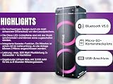Reflexion PS09BT mobilny głośnik Buh Partyl, DJ, karaoke, 500 W, radio UKW-PLL, efekt dyskotekowy LED ze zmianą kolorów, w zestawie mikrofon, wbudowany akumulator, czarny