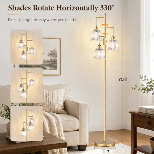 Image of Dimmable Flower Floor Lamp, 3 x 900LM LED Bulbs Included, Modern