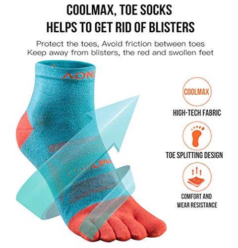 AONIJIE Toe Socks for Men and Women Athletic Hiking Coolmax Socks with toes - Soft Comfortable and Moisture Wicking3