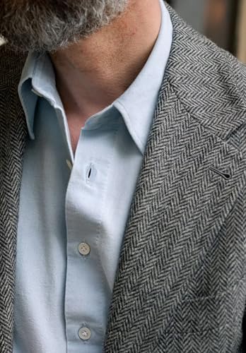 Men's V-Neck Herringbone Blazer 2-Buttons Business Casual Tweed Blend Sports Jacket3