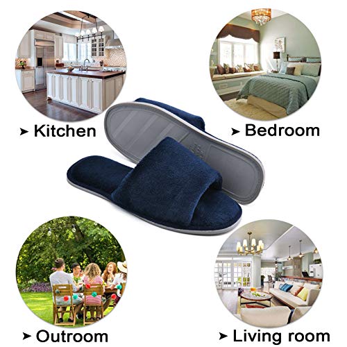 Image of DL Open Toe Slippers for women Indoor, Cozy Memory Foam Womens House Slippers Summer Slip On, Comfy Soft Flannel Womens Bedroom Slippers Slide Breathable Size 5-6 7-8 9-10