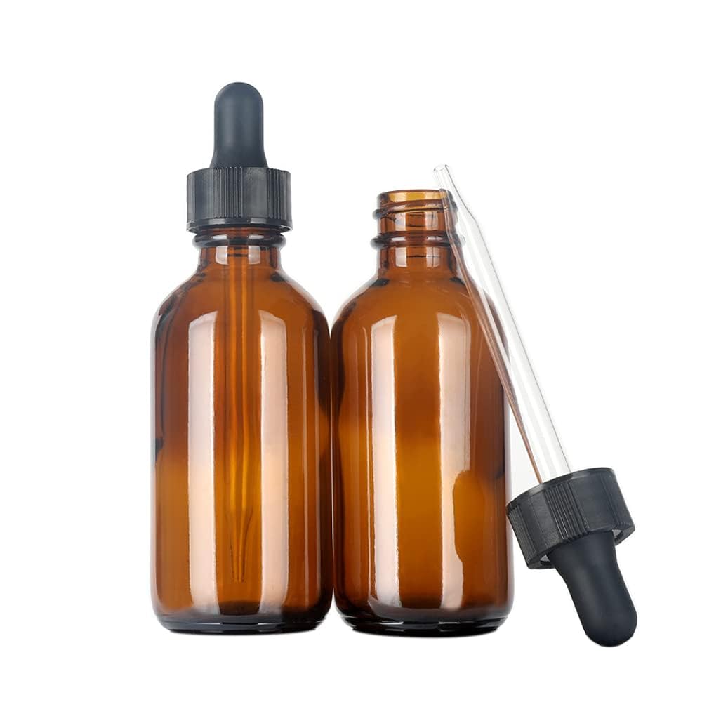 Magic Season Boston Round Glass Bottles (Amber / 60 ml with Droppers / 2 Pcs)