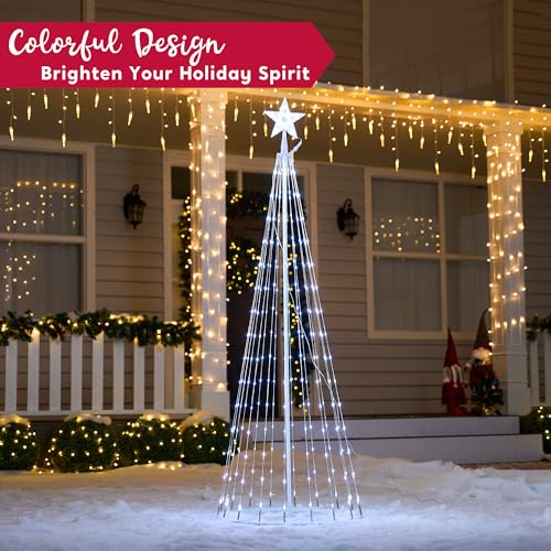 Joiedomi 31792 6 Ft Animated Christmas Cone Tree Yard Light Decorations 280 Pre-Lit Led Cool White Light With Metal Stakes For Indoor Outdoor Garden Holiday Décor thumb #3