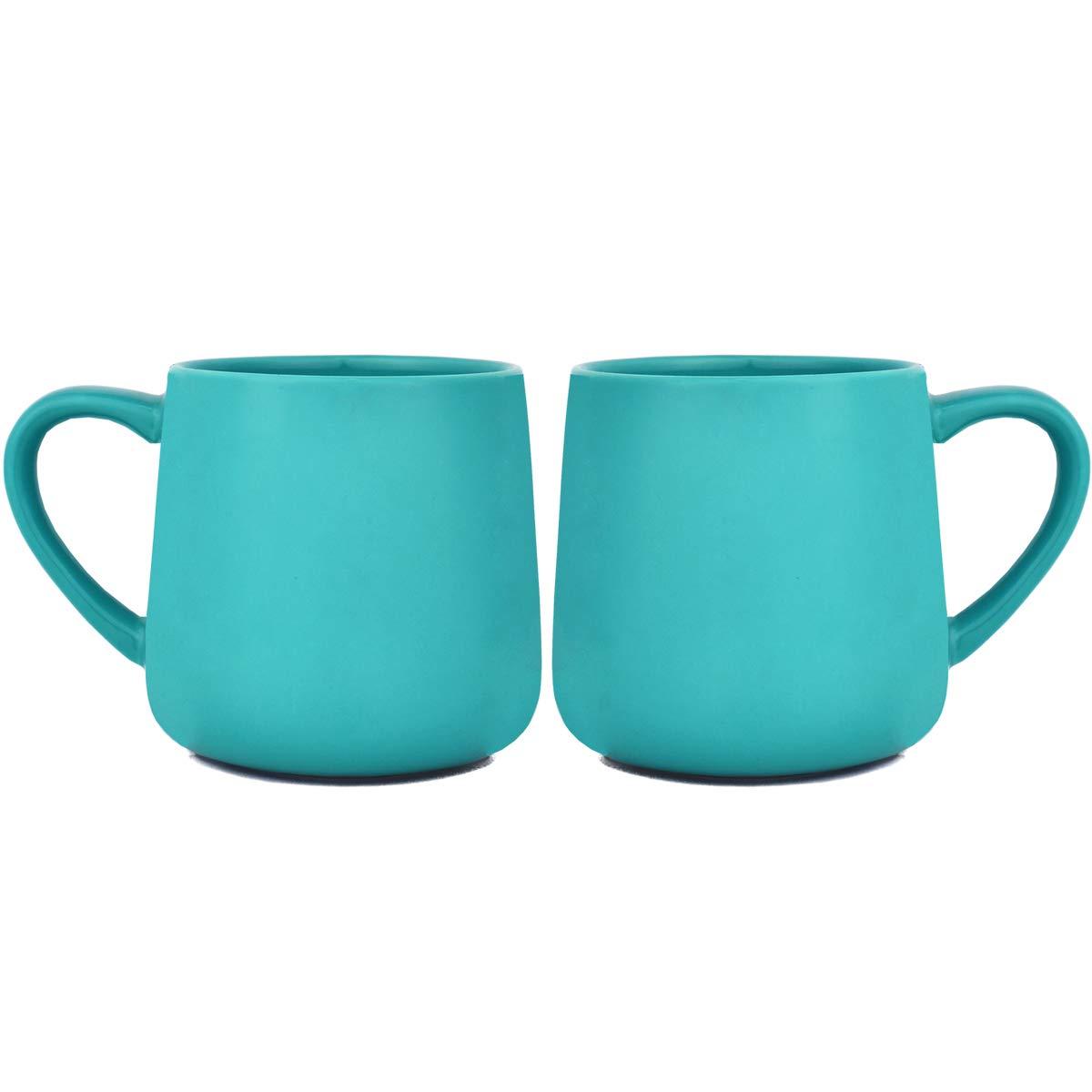 Glossy Ceramic Coffee Mug Set of 2, Tea Cup for Office and Home, 18 oz, Suitable for Dishwasher and Microwave(Aquamarine, 2)