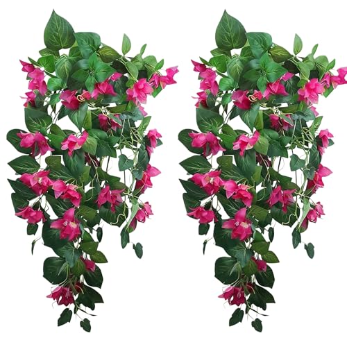 Lily Garden Silk Bougainvillea Vine Plant Artificial Flowers Cascade 34' x2pcs (Magenta)