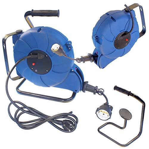 MOBILE 20 + 2 M PROFI AUTOMATIK KABELTROMMEL IP44 mit H07RN-F 3G Kabel Automatischer Federzug Kabelaufroller Kabelabroller 20m Gummistromkabel