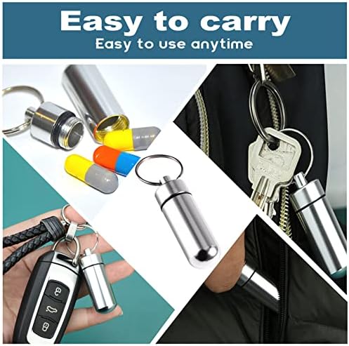 3 pcs Waterproof Mini Aluminum Pill Box, Pocket Pill Case Portable Container Keychain Pill Holder Pill Container for Outdoor Travel Camping Hiking(Silver)