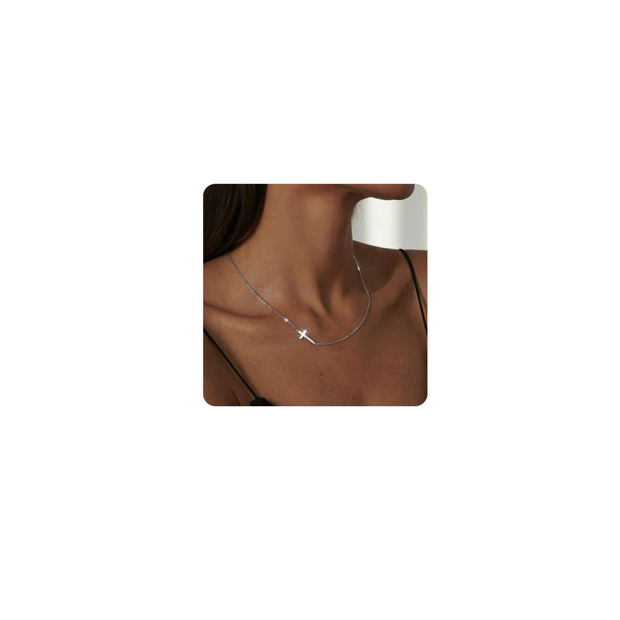 Pencros Cross Necklaces for Women, Dainty Minimalist 14K Gold/Silver Plated Faith Pendant Adjustable Choker Necklace Christian Jewelry Gifts